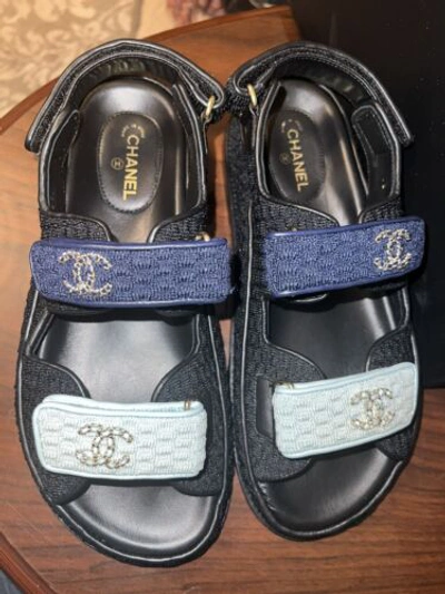 CHANEL, Shoes, Chanel Quilted Dad White Sandals