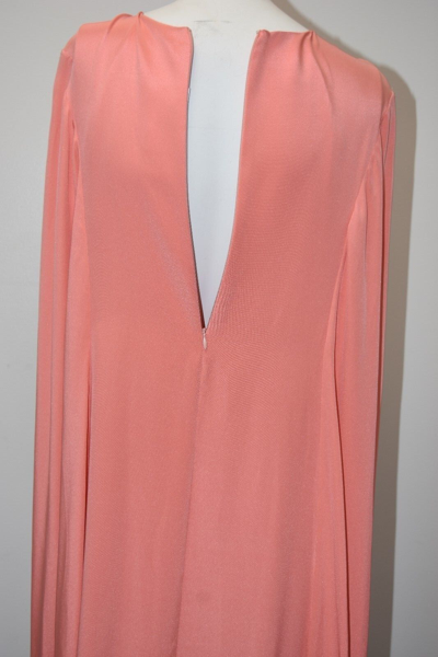 Pre-owned Oscar De La Renta $5190  Peach Black Lace Embroidery Cape Caftan Gown Xs S In Peach, Black
