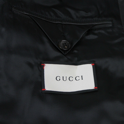 Pre-owned Gucci $4750  Men Black Washed Calf Bomber Jacket W/bee Embroidery 52r 408375 1300