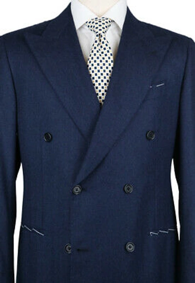 Pre-owned Luigi Borrelli Navy Blue Wool Blend Solid Suit - (lb200770r7)