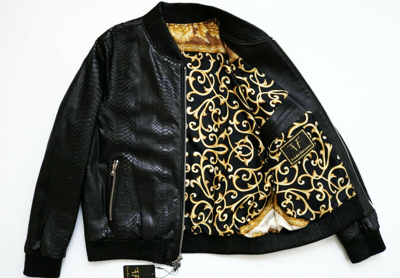 Pre owned Fredo Ferrucci 13450 Black 100 Genuine Python Leather Jacket Size 56 Euro 2xl ModeSens