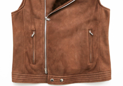 Pre-owned Brunello Cucinelli $5595  Shearling Sleeveless Jacket Vest Size Small – Medium In Brown