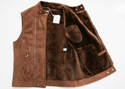 Pre-owned Brunello Cucinelli $5595  Shearling Sleeveless Jacket Vest Size Small – Medium In Brown