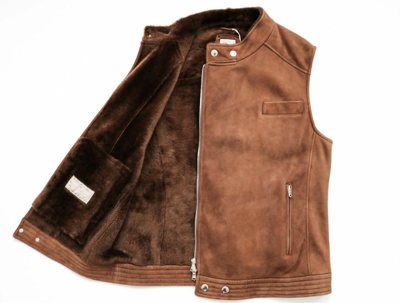 Pre-owned Brunello Cucinelli $5595  Shearling Sleeveless Jacket Vest Size Small – Medium In Brown