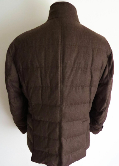 Pre-owned Brunello Cucinelli Reversible Tan Gray 100% Cashmere Bomber Jacket 50 Eu Medium In Brown