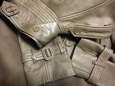 Pre-owned Burberry $3,295  London Sz 36 46 Lambskin Leather Trench Coat Jacket Men Italy In Dark Mushroom