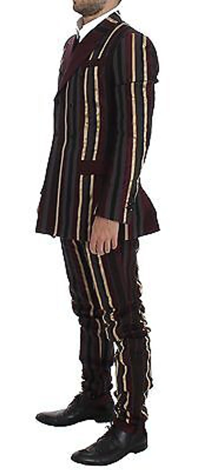 Pre-owned Dolce & Gabbana Suit Striped Runway 3 Piece Slim Fit Vest It48 / Us38 Rrp $12800 In Multicolor