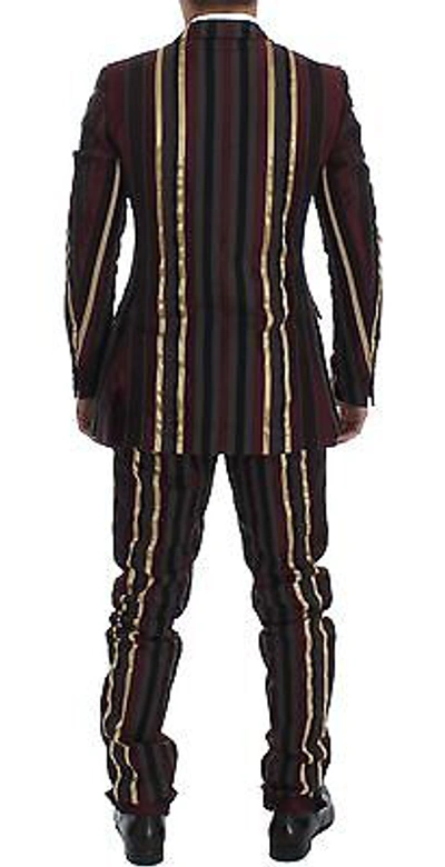 Pre-owned Dolce & Gabbana Suit Striped Runway 3 Piece Slim Fit Vest It48 / Us38 Rrp $12800 In Multicolor