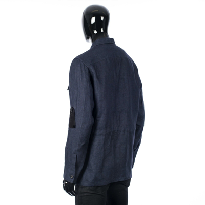 Pre-owned Brioni 2600$ Boxy Fit Shirt Jacket In Navy Blue Linen