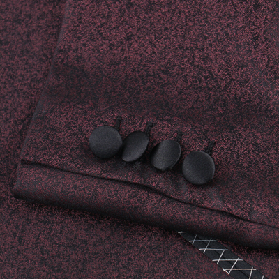 Pre-owned Zilli Burgundy Patterned Peak Lapel Silk Tuxedo 40r (eu 50) Formal Suit In Red