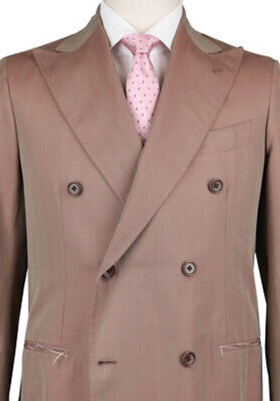Pre-owned Luigi Borrelli $3300  Light Brown Cotton Solid Suit - (lbdp175160r8)