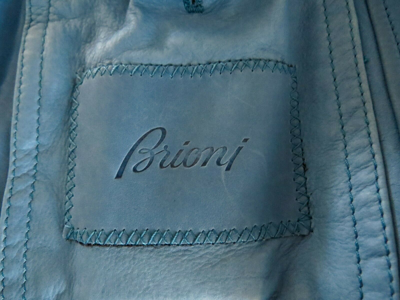 Pre-owned Brioni $6475  Blue Perforated Suede Bomber Jacket Coat Size Xs 46 Euro 36 Us