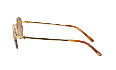 Pre-owned Cartier Semi Rimless Mogi 17309 Sunglasses Gold Frame Blue Sapphire France In Brown