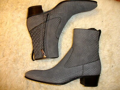 Pre-owned Saint Laurent $$$ Rare Ysl Yves  Zabriskie 45 Nabuk Python Bootie Size 39.5/7 In Gray