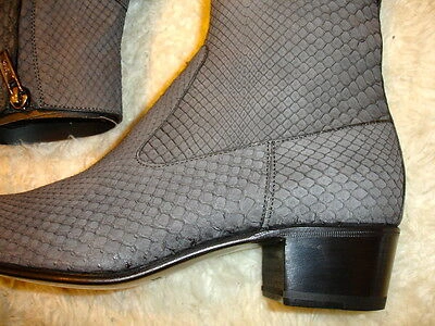 Pre-owned Saint Laurent $$$ Rare Ysl Yves  Zabriskie 45 Nabuk Python Bootie Size 39.5/7 In Gray