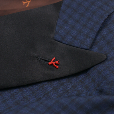 Pre-owned Isaia Dark Blue Check Cashmere-silk Dinner Jacket Slim 38r (eu 48) Sport Coat