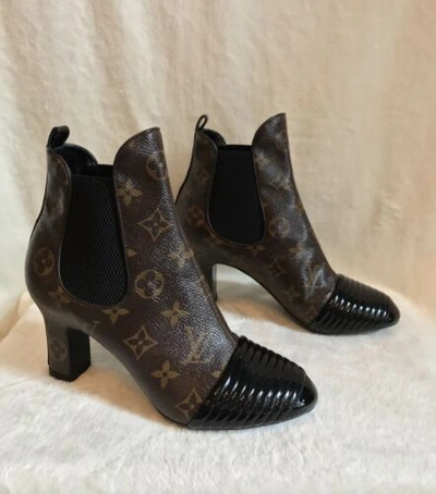Pre-owned Louis Vuitton In Box  Brown Monogram Revival Ankle Boot Shoes 38, Us 7.5