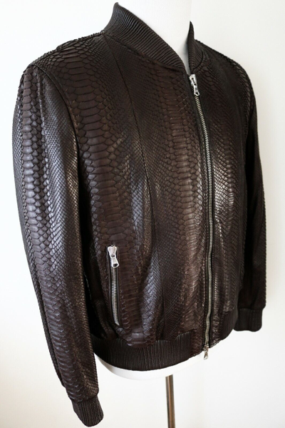 Pre-owned Fredo Ferrucci $13450  Brown 100% Genuine Python Leather Jacket Size 58 Euro 3xl
