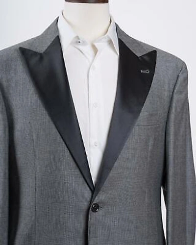 Pre-owned Brunello Cucinelli $5,195 Gray Plaid Virgin Wool Slim Cropped Pants Tuxedo 40