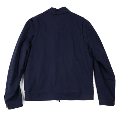 Pre-owned Isaia $3995  Super 200s Soft Jersey Wool Flight Jacket M (eu 50) Navy Blue