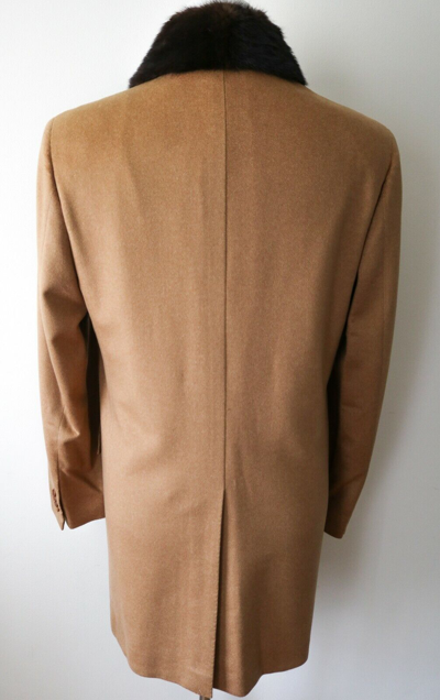 Pre-owned Kiton Vicuna Cashmere Mink Fur Double Breasted Coat Overcoat Size 54 Euro 44 Us In Brown