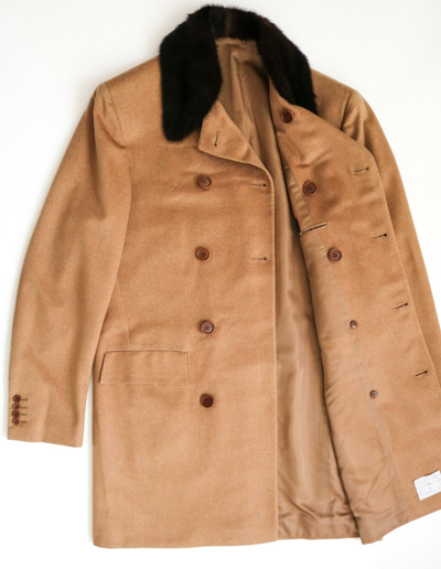 Pre-owned Kiton Vicuna Cashmere Mink Fur Double Breasted Coat Overcoat Size 54 Euro 44 Us In Brown