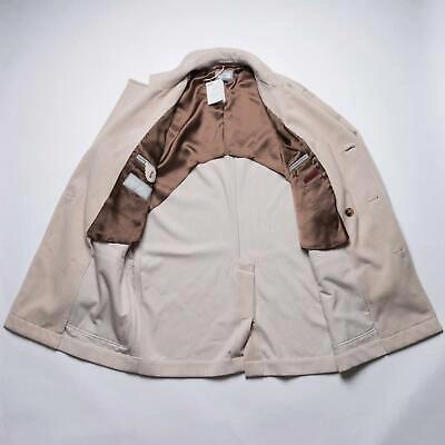 Pre-owned Brunello Cucinelli $6,150 Beige Corduroy Cotton Cashmere Blend Coat (50 It) M