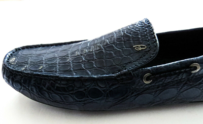 Pre-owned Brioni $4475  Blue Crocodile Alligator Leather Loafers Shoes 11 Us 44 Euro 10 Uk