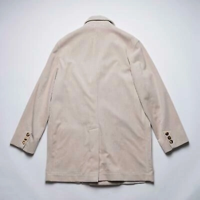 Pre-owned Brunello Cucinelli $6,150 Beige Corduroy Cotton Cashmere Blend Coat (50 It) M