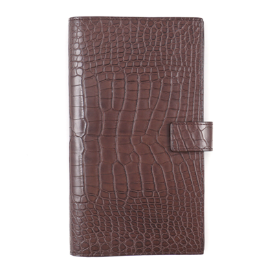 Pre-owned Zilli Large-size 'voyageur' Travel Wallet In Brown Matte Crocodile