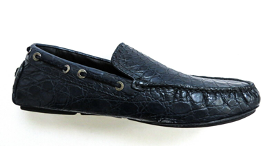 Pre-owned Brioni $4475  Blue Crocodile Alligator Leather Loafers Shoes 11 Us 44 Euro 10 Uk