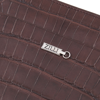 Pre-owned Zilli Large-size 'voyageur' Travel Wallet In Brown Matte Crocodile