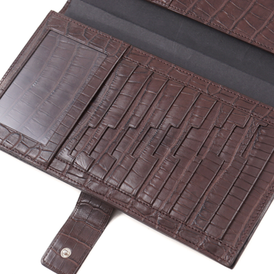 Pre-owned Zilli Large-size 'voyageur' Travel Wallet In Brown Matte Crocodile