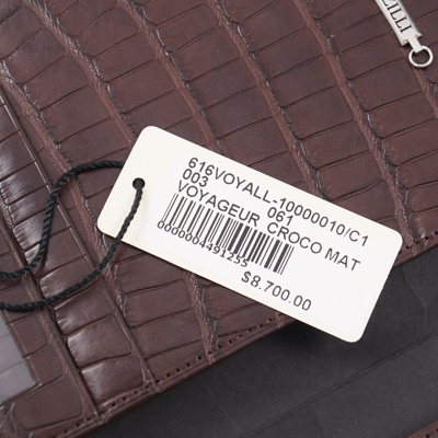 Pre-owned Zilli Large-size 'voyageur' Travel Wallet In Brown Matte Crocodile