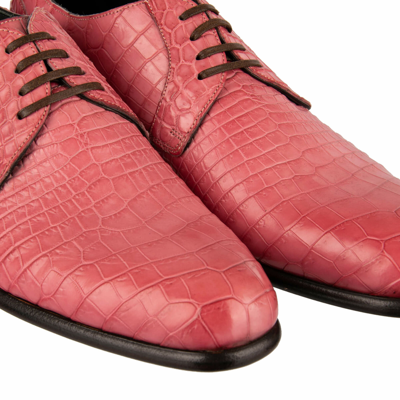 Pre-owned Dolce & Gabbana 4950€ Formal Crocodile Leather Derby Shoes Siena Pink Rose 08840
