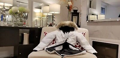Pre-owned Canada Goose 2022 Grey Label Concept Edition White  Victoria Large Parka Jacket