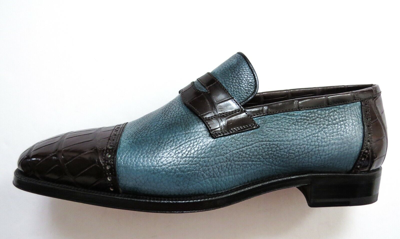 Pre-owned Artioli $3500  Two Tone Crocodile Leather Loafers Shoes 11.5 Us 44.5 Euro 10.5 Uk In Multicolor
