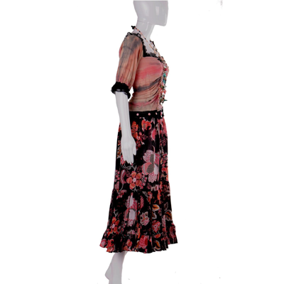 Pre-owned Amira Di Transilvania Women Clothing Summer Dress Haute Couture Gipsy Provincial Floreal Party Fashion In Orange