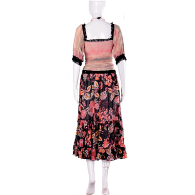 Pre-owned Amira Di Transilvania Women Clothing Summer Dress Haute Couture Gipsy Provincial Floreal Party Fashion In Orange