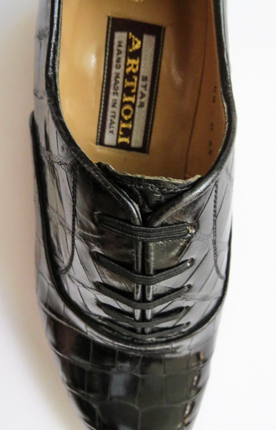 Pre-owned Artioli $5800  Black Crocodile Leather Oxford Shoes 11.5 Us 44.5 Euro 10.5 Uk
