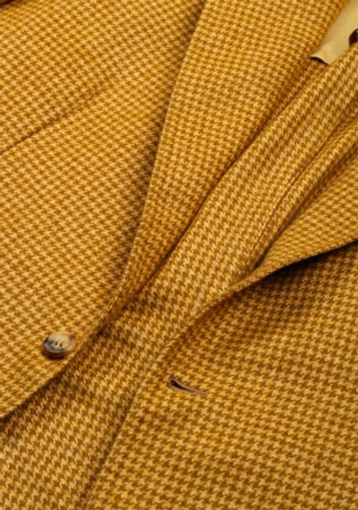 Pre-owned Orazio Luciano La Vera Orazio Luciano Mustard Houndstooth Sport Coat Size 52 It / 42r U.s. In Yellow