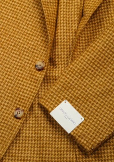 Pre-owned Orazio Luciano La Vera Orazio Luciano Mustard Houndstooth Sport Coat Size 52 It / 42r U.s. In Yellow