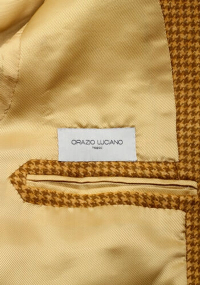 Pre-owned Orazio Luciano La Vera Orazio Luciano Mustard Houndstooth Sport Coat Size 52 It / 42r U.s. In Yellow