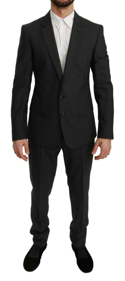 Pre-owned Dolce & Gabbana Suit Martini Wool Gray Slim Fit 2 Piece Eu48/ Us38 / M Rrp $2600