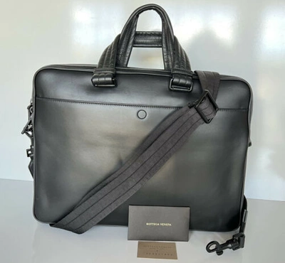 Pre-owned Bottega Veneta 2750  Perforated Leather Ultra-light Black Briefcase 570991