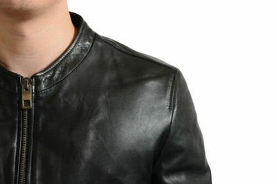 Pre-owned Dolce & Gabbana Men's Black 100% Leather Full Zip Basic Jacket Us S M L