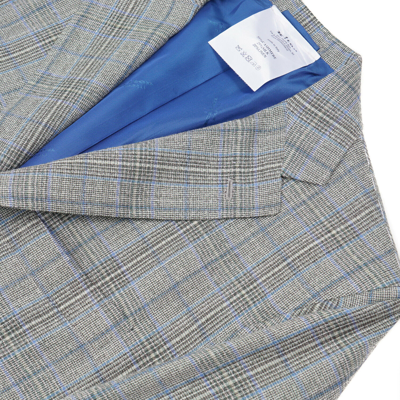 Pre-owned Kiton Green And Blue Check Cashmere-silk-linen Sport Coat 42r (eu 52)