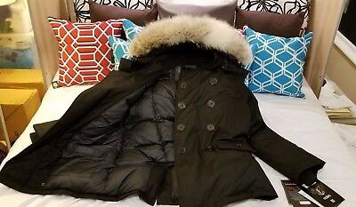 Pre-owned Nobis With Tags  Kato Black Crosshatch Herringbone Peacoat Parka Men Small