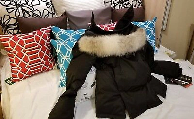 Pre-owned Nobis With Tags  Kato Black Crosshatch Herringbone Peacoat Parka Men Small