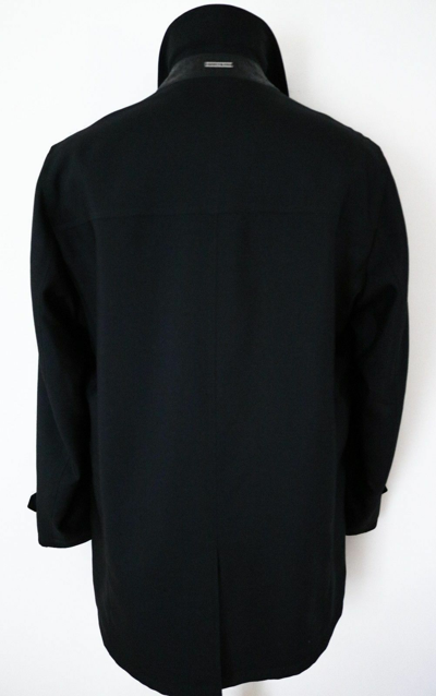 Pre-owned Stefano Ricci $7200  Black Cashmere Virgin Wool Silk Leather Trim Coat 54 Euro Xl